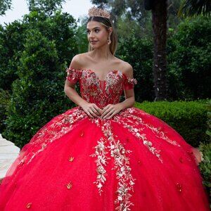 New Off Shoulder Quinceanera Gown w/ Beads Embroidery & Lace up Back GL3522